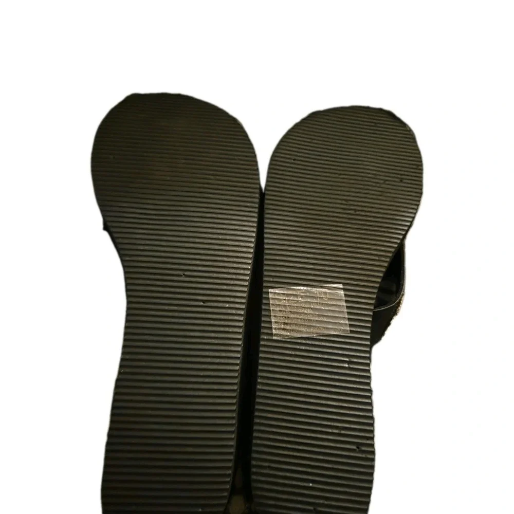 Mixit Women's Size 10 Black Jeweled Platform Flip‎ Flops Sandals Rhinestone...